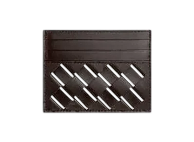 Bottega Veneta Intrecciato Credit Card Case "Fondente/White"