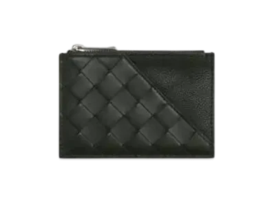 Bottega Veneta Intrecciato Diagonal Fastener Card Case "Dark Green"
