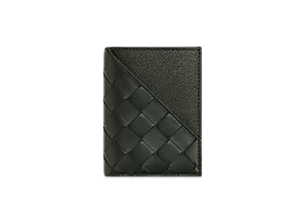 Bottega Veneta Intrecciato Diagonal Slim Flap Card Case "Dark Green"