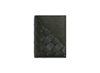Bottega Veneta Intrecciato Diagonal Slim Flap Card Case "Dark Green"