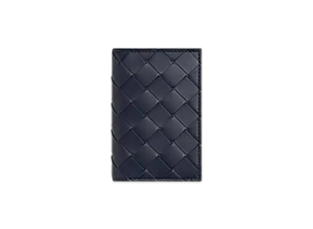 Bottega Veneta Intrecciato Flap Card Case "Abyss/Cypress"