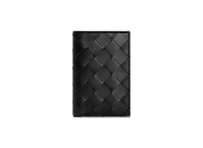 Bottega Veneta Intrecciato Flap Card Case "Black Grass"