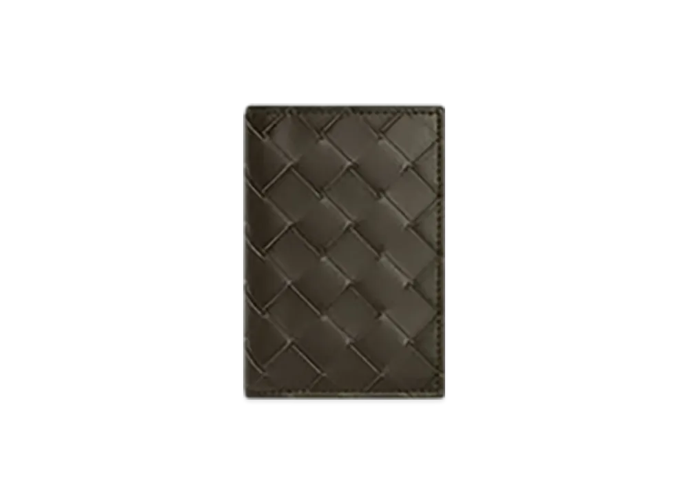 Bottega Veneta Intrecciato Flap Card Case "Khaki/Dark Praline"