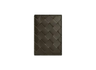 Bottega Veneta Intrecciato Flap Card Case "Khaki/Dark Praline"