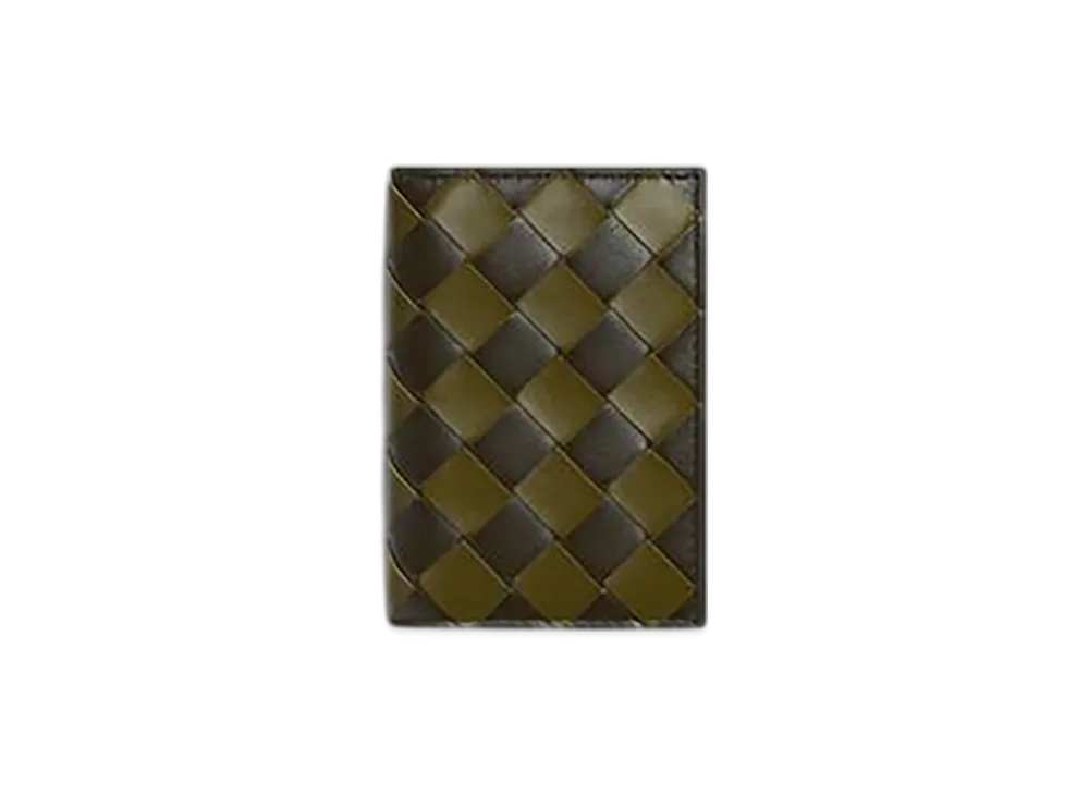 Bottega Veneta Intrecciato Flap Card Case "Khaki/Olive Oil"