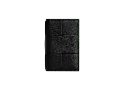 Bottega Veneta Cassette Flap Card Case "Black/Parakeet"