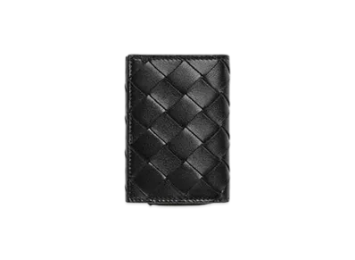 Bottega Veneta Intrecciato Tiny Tri-Fold Wallet "Black"