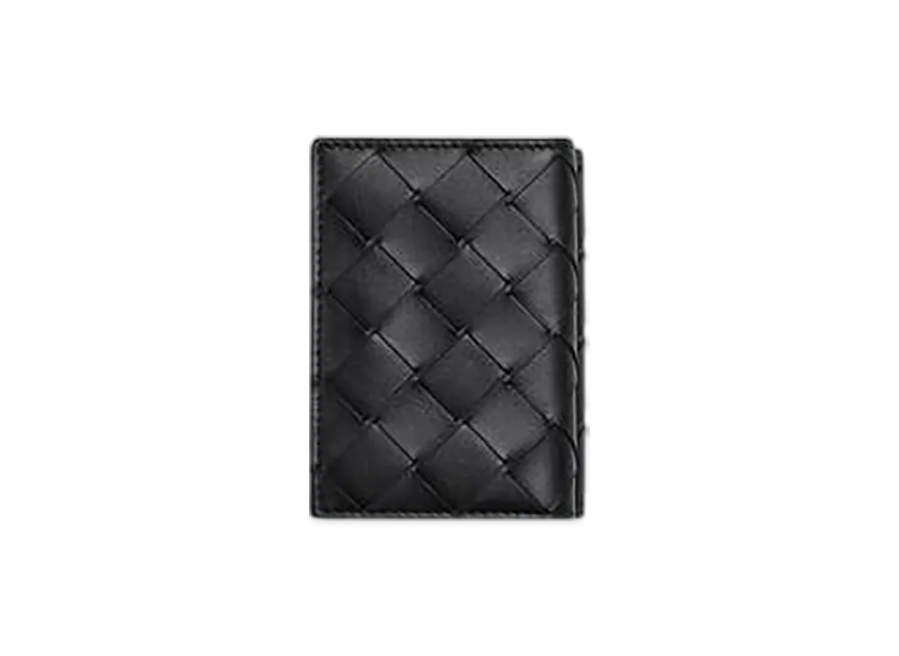 Bottega Veneta Intrecciato Tiny Tri-Fold Wallet "Nero"