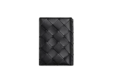 Bottega Veneta Intrecciato Tiny Tri-Fold Wallet "Nero"