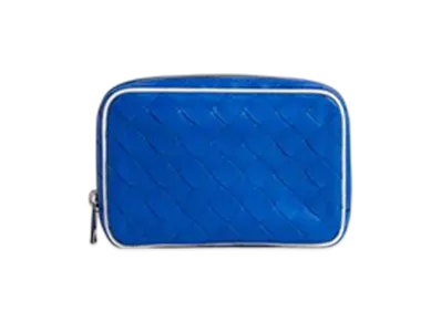 Bottega Veneta Intrecciato Small Zipped Pouch "Cobalt/White"