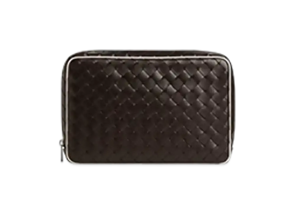 Bottega Veneta Intrecciato Large Zipped Pouch "Fondente/White"