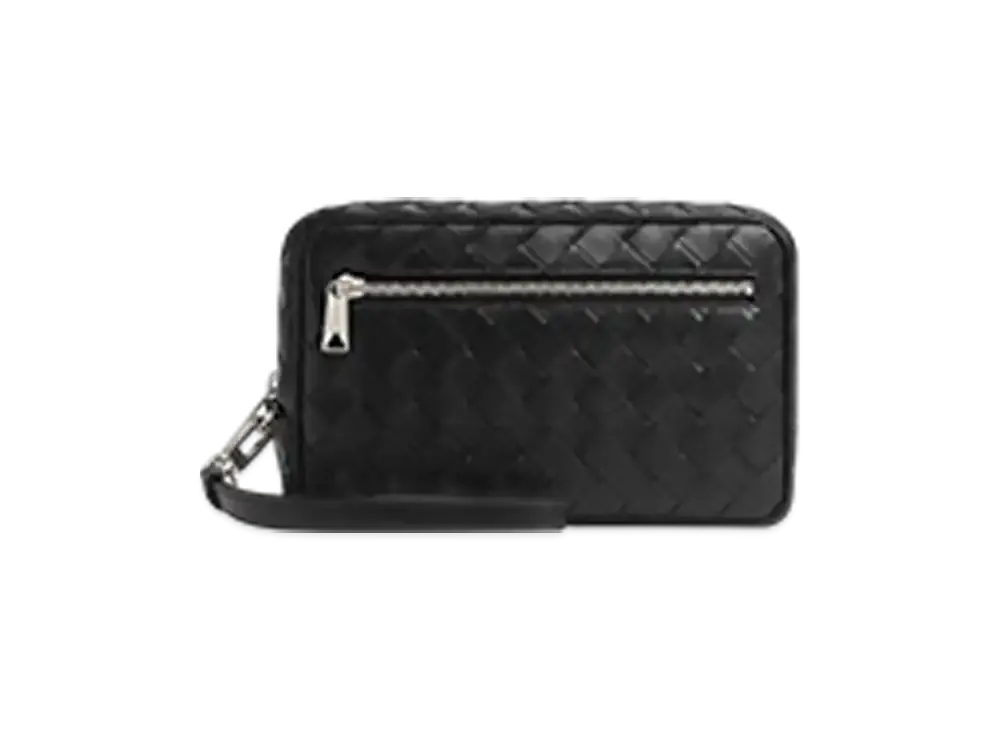 Bottega Veneta Intrecciato Small Pouch With Wristlet "Black"