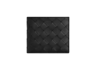 Bottega Veneta Intrecciato Bi-Fold Wallet "Black/Madder Brown"