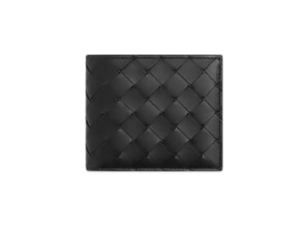 Bottega Veneta Intrecciato Bi-Fold Wallet With Coin Purse "Black/Madder Brown"