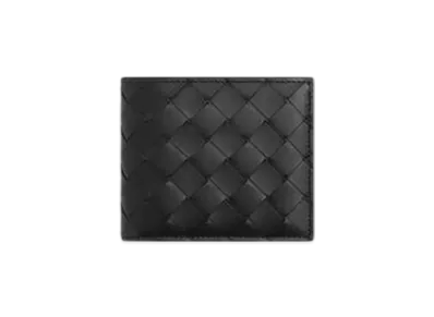 Bottega Veneta Intrecciato Bi-Fold Wallet With Coin Purse "Black/Madder Brown"