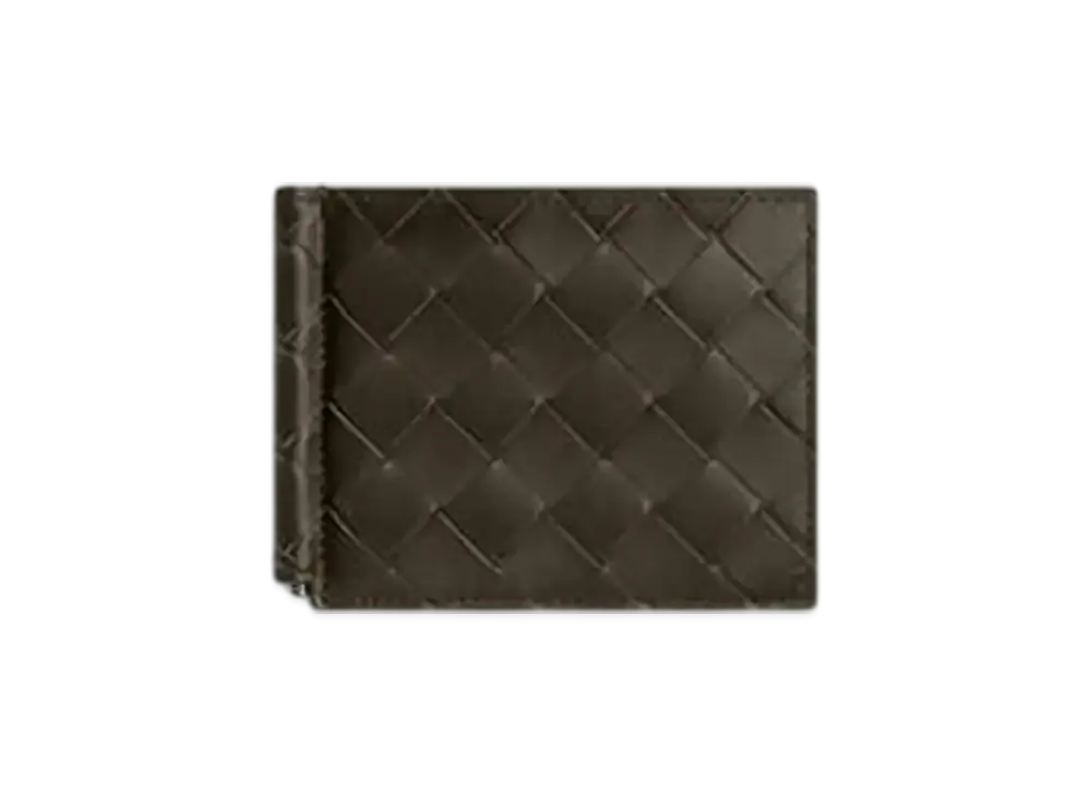 Bottega Veneta Intrecciato Bill Clip Wallet "Khaki/Dark Praline"