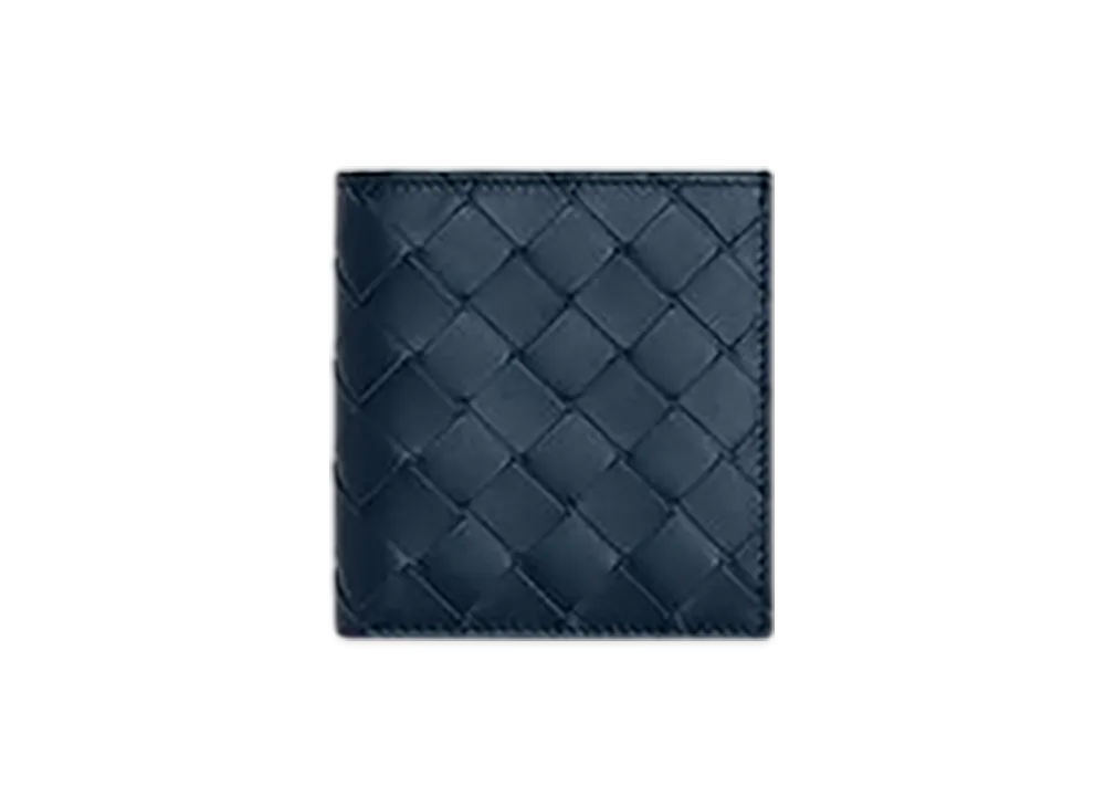 Bottega Veneta Intrecciato Slim Bi-Fold Wallet "Deep Blue"