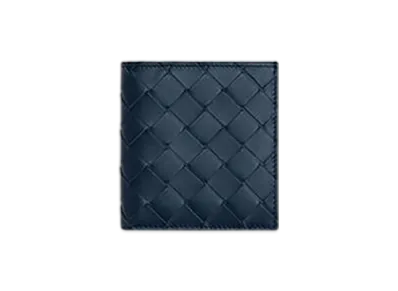 Bottega Veneta Intrecciato Slim Bi-Fold Wallet "Deep Blue"