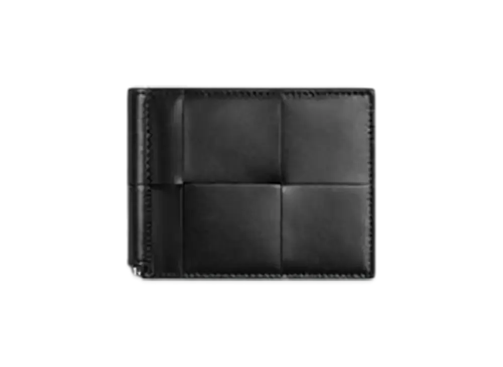 Bottega Veneta Cassette Bill Clip Wallet "Black/Parakeet"