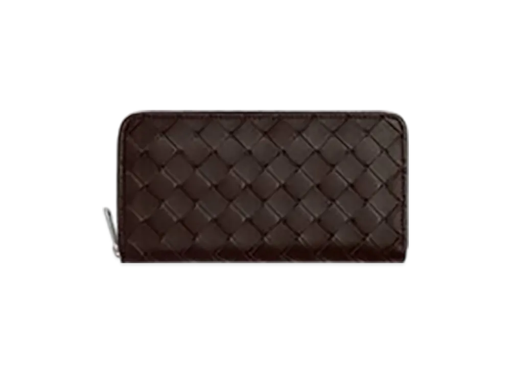 Bottega Veneta Intrecciato Zip Around Wallet "Fondente"