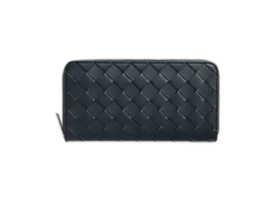 Bottega Veneta Intrecciato Zip Around Wallet "Shadow/Olive Oil"