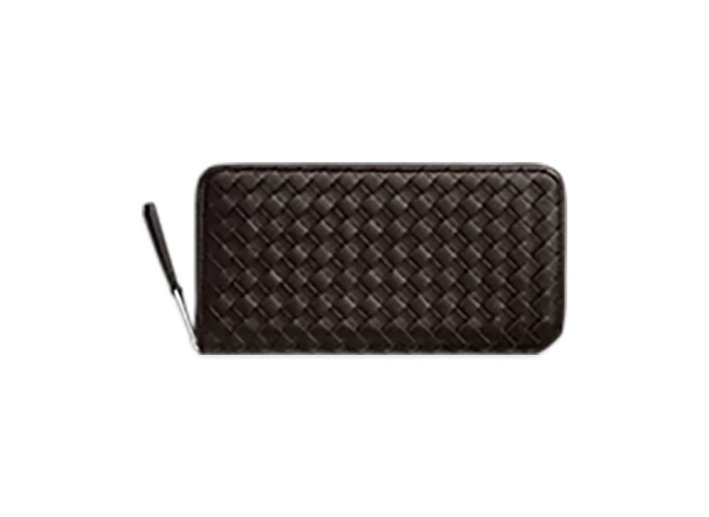 Bottega Veneta Intrecciato Piccolo Zip Around Wallet "Fondente"