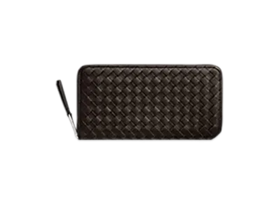 Bottega Veneta Intrecciato Piccolo Zip Around Wallet "Fondente"