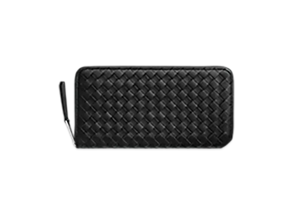 Bottega Veneta Intrecciato Piccolo Zip Around Wallet "Black"