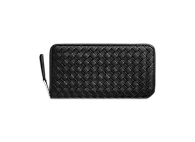Bottega Veneta Intrecciato Piccolo Zip Around Wallet "Black"