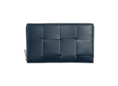 Bottega Veneta Cassette Zip Around Wallet "Deep Blue/Umbra"