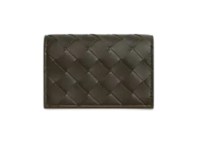 Bottega Veneta Intrecciato Business Card Case "Khaki/Dark Praline"