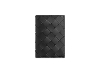 Bottega Veneta Intrecciato Flap Card Case "Black/Madder Brown"