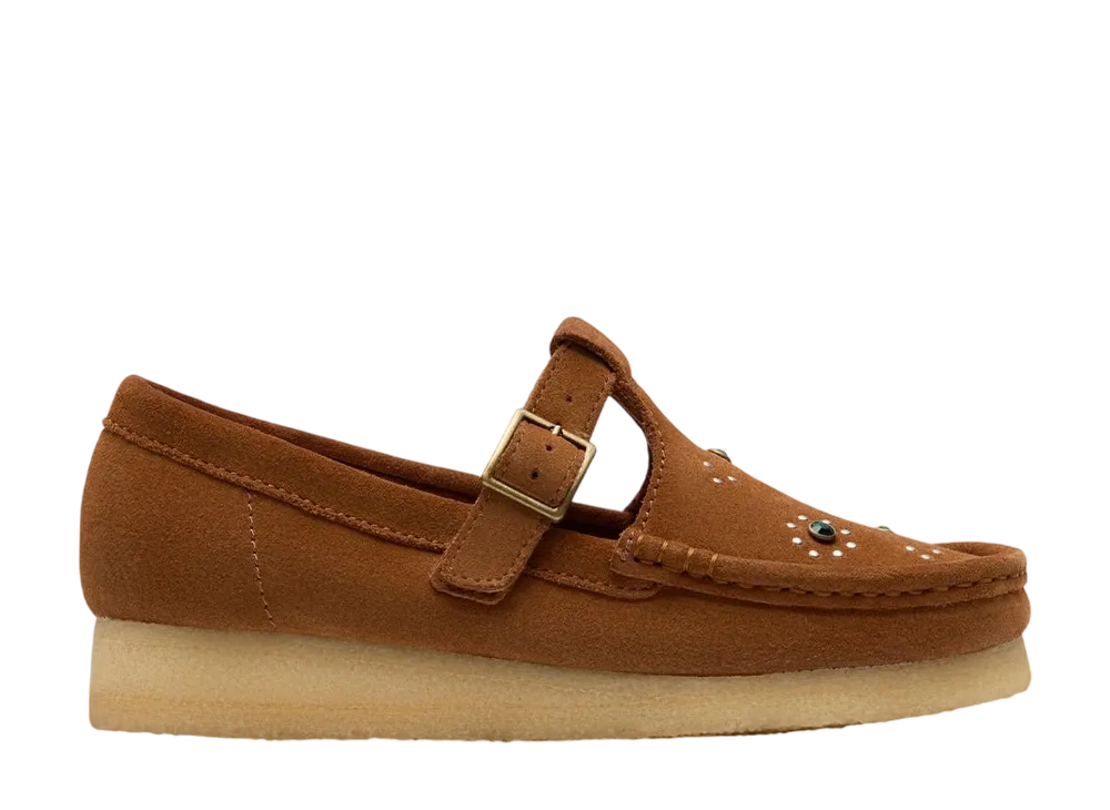 Clarks Women's Wallabee T Bar "Brown/Orange Suede"