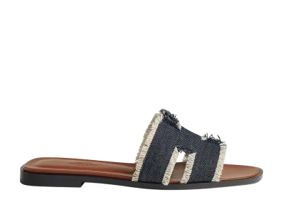 Hermes Women's Oran Sandal "Bleu Brut"