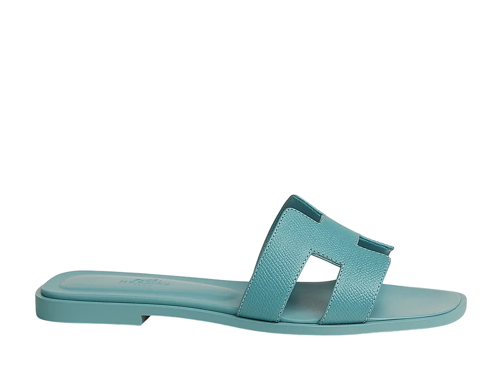 Hermes Women's Oran Sandal "Blue Mineral"