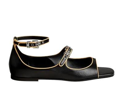 Hermes Women's Kristen Sandal "Noir/Jaune Malawi"