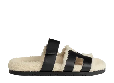 Hermes Women's Chypre Sandal "Noir/Ecru"