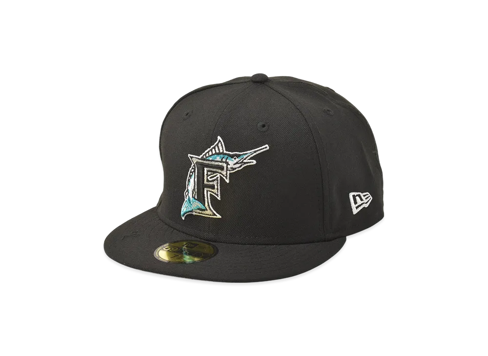 NEW ERA MLB Cooperstown Wool Fitted 59Fifty Collection Florida Marlins "Black"