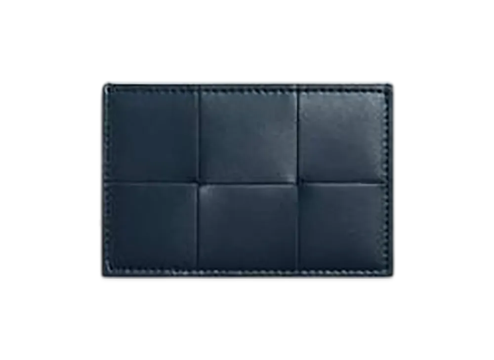 Bottega Veneta Cassette Credit Card Case "Deep Blue/Umbra"