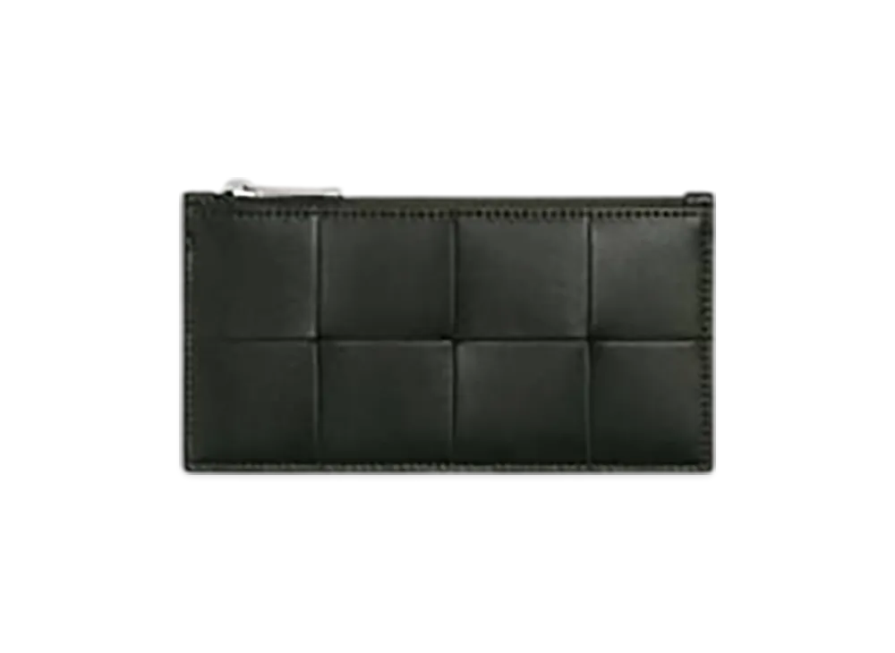 Bottega Veneta Cassette Long Zippered Card Case "Dark Green/Space"