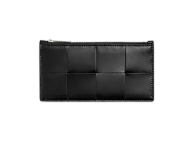 Bottega Veneta Cassette Long Zippered Card Case "Black/Parakeet"