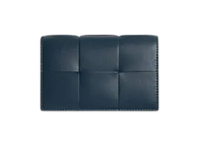 Bottega Veneta Cassette Business Card Case "Deep Blue/Umbra"