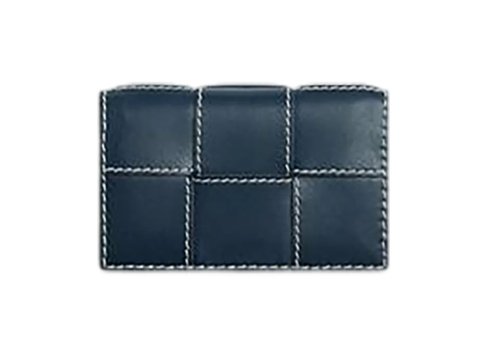 Bottega Veneta Cassette Business Card Case "Deep Blue/Natural"