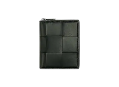 Bottega Veneta Cassette N/S Compact Zip Around Wallet With Coin Purse "Dark Green/Space"