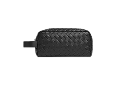 Bottega Veneta Intrecciato Travel Pouch "Black/Madder Brown"