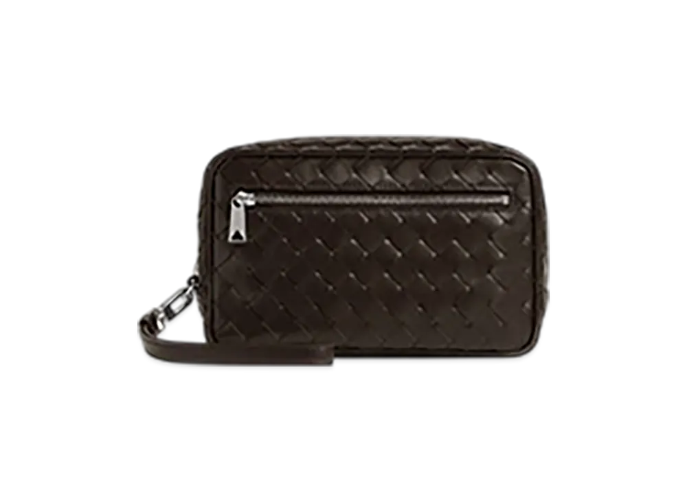 Bottega Veneta Intrecciato Small Pouch With Wristlet "Fondente"