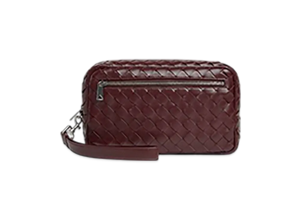Bottega Veneta Intrecciato Pouch With Wristlet "Madder Brown"