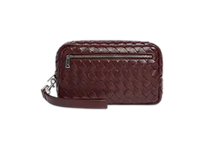 Bottega Veneta Intrecciato Pouch With Wristlet "Madder Brown"