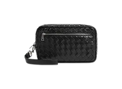 Bottega Veneta Intrecciato Pouch With Wristlet "Black"
