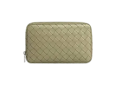 Bottega Veneta Intrecciato Medium Zipped Organizing Pouch "Travertine"